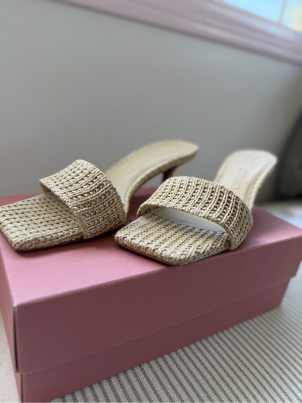 cult gaia Natural Woven Slide Mules